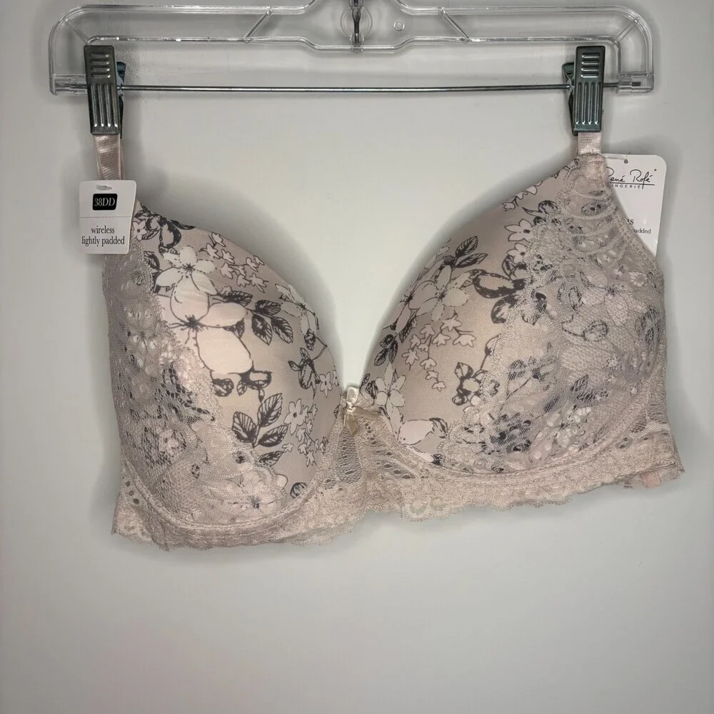 RENE ROFE NEW 38DD Bra Pink Floral Wireless Light Padding Adjustable Strap - Picture 5 of 8